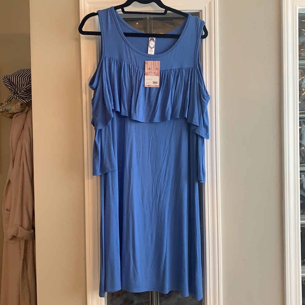 Ruffle cold shoulder dress